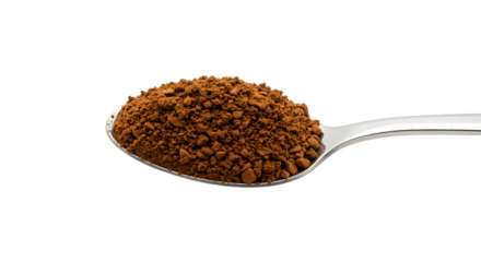 Spoonful of Instant Coffee Granules on Transparent Background