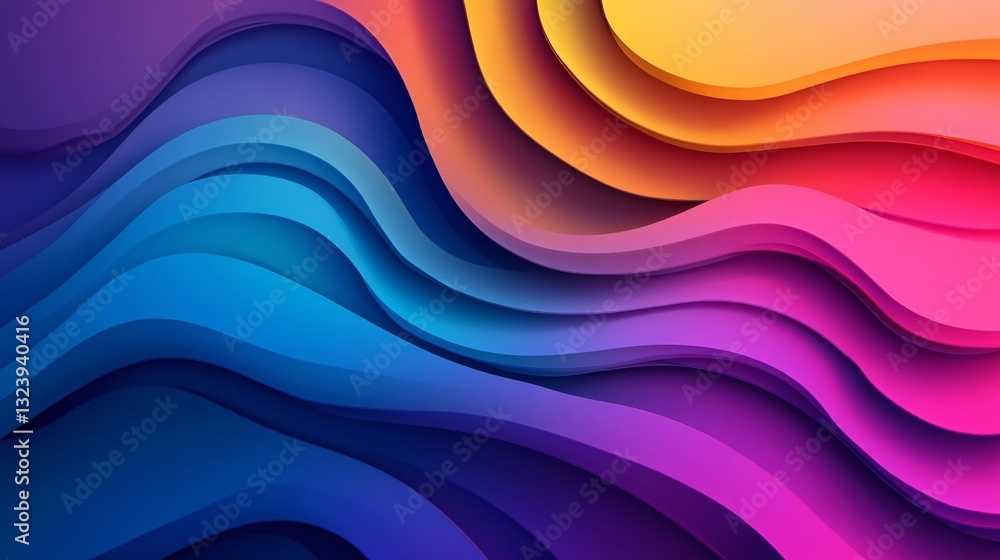 Poster Colorful abstract wave pattern background flowing smoothly