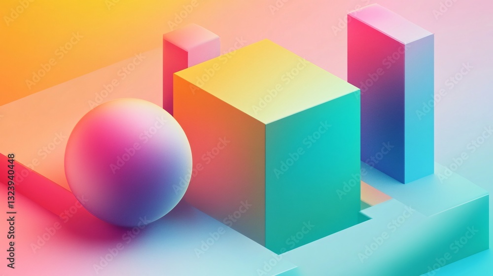 Aufkleber Colorful geometric shapes creating abstract composition with gradient colors