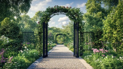 Rose garden path archway entrance