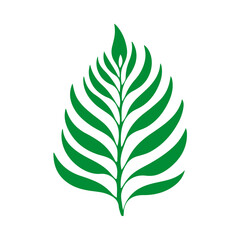 Lush green leaf illustration in minimalist style on white background