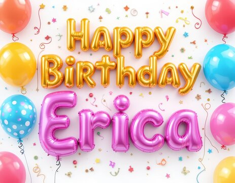 Celebrating Erica's Birthday with Colorful Balloons and Festive Decorations