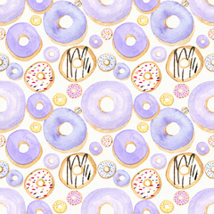 Seamless Watercolor Donuts Pattern