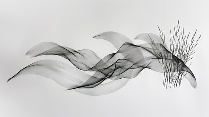 Elegant, continuous lines form a minimalist drawing that embodies the gentle swaying of grass in the breeze.