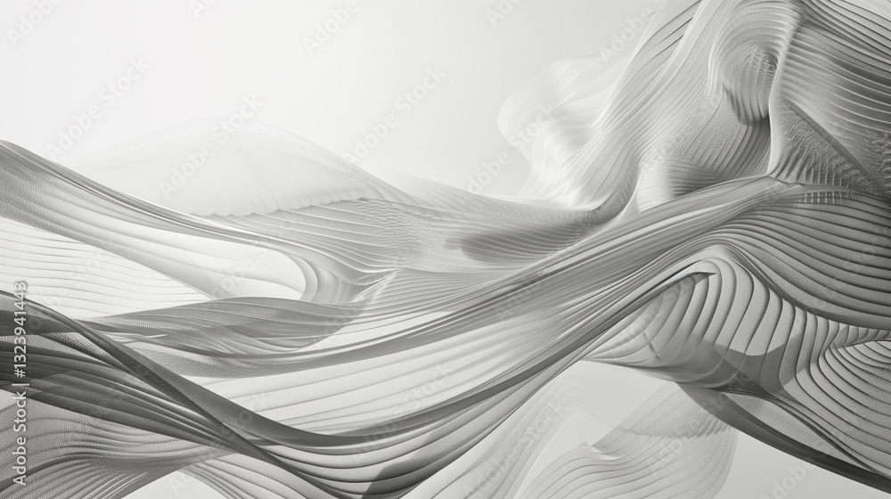 Poster delicate, sweeping lines create a minimalist representation of wind dancing through the air.