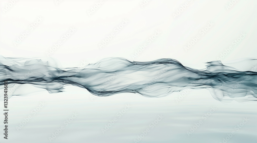 Poster interconnected strokes in a minimalist style capture the serene movement of a tranquil stream.
