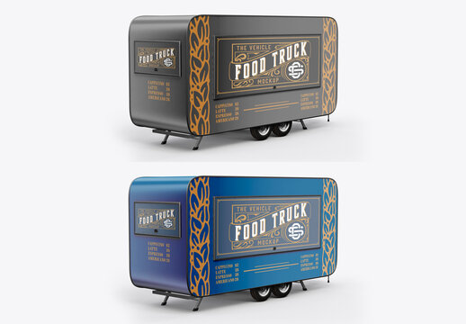 Classic Trailer Food Truck Mockup