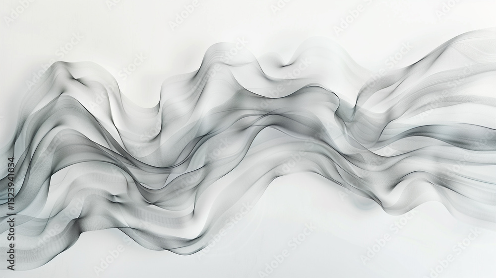 Poster interconnected strokes in a minimalist style capture the serene movement of a tranquil stream.