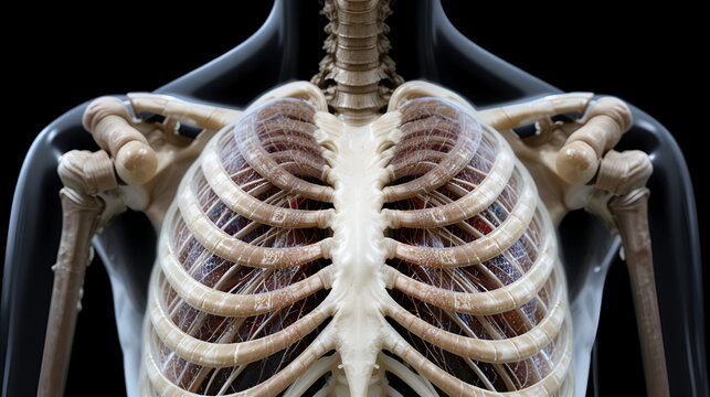 Lungs zoom with skeleton anterior view