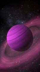 Fototapeta premium A striking purple planet illuminated against a deep sky in a vibrant cosmic dreamscape full of wonder and mystery