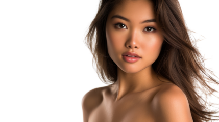 Beautiful asian model posing on transparent background
