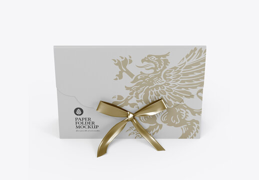 Gift Folder with Bow mockup