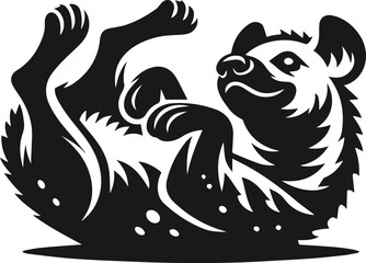 black and white cartoon illustration of a hyena