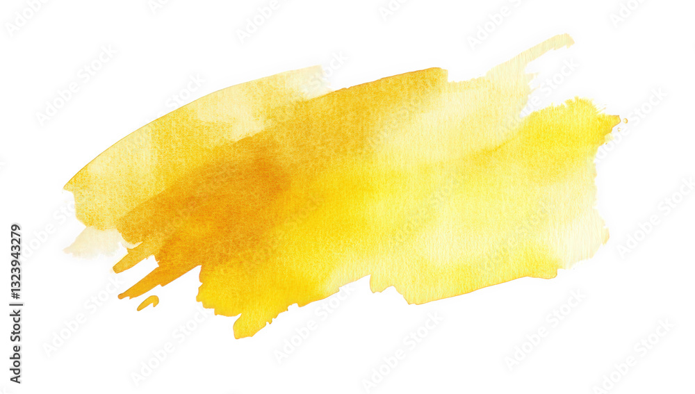 Poster a vibrant yellow watercolor brushstroke showcasing a blend of warm tones and soft edges perfect for 