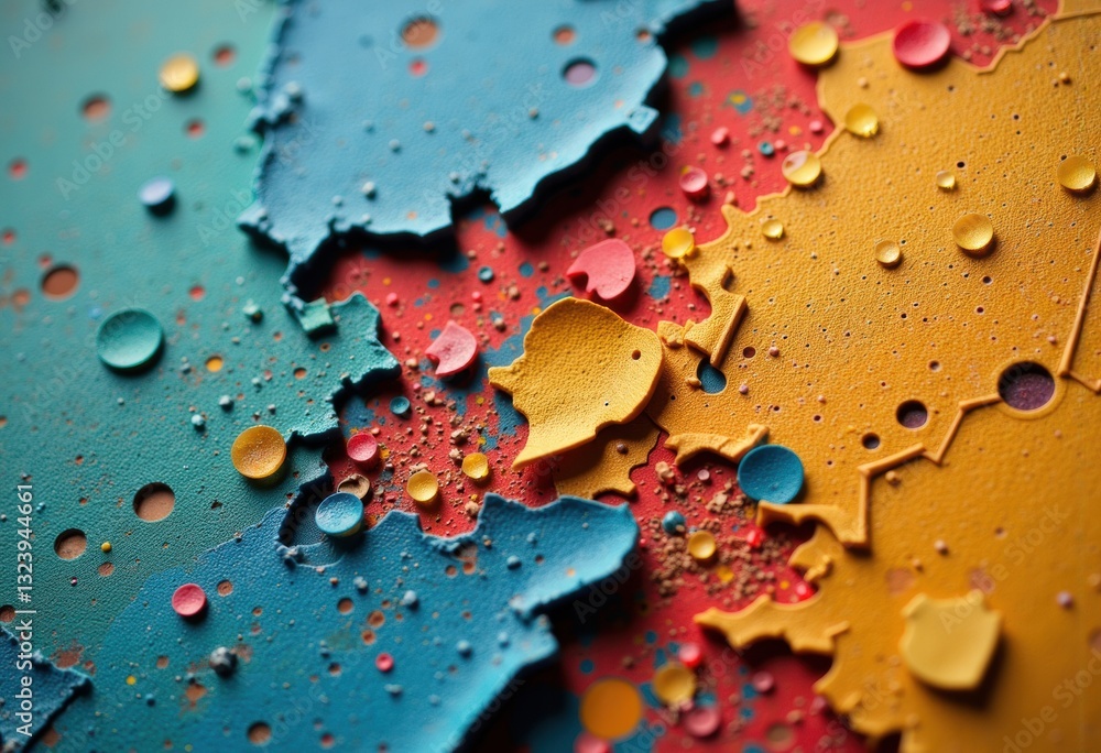 Poster abstract colorful texture with vibrant paint droplets and patterns