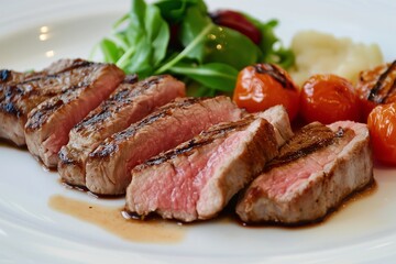 grilled beef steak with vegetables