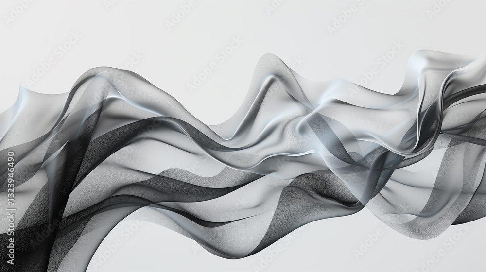 Poster smooth, undulating lines create a minimalist depiction of flowing silk in an abstract manner.