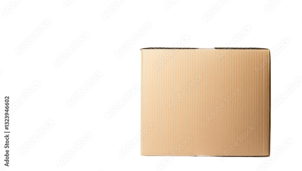 Poster a plain cardboard box sits against a white background emphasizing its simple design and potential fo