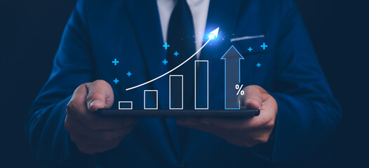 2025 Business growth, boost up business or success concept, Business growth, investment profit...