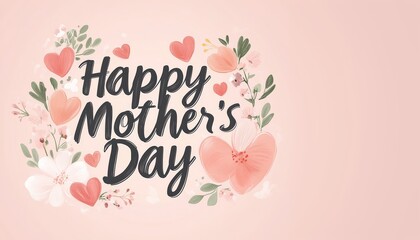 Naklejka premium Happy mother's day greeting card with pink hearts and flowers
