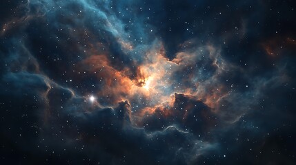 Obraz premium Stunning Deep Space Nebula with Star Clusters and Galactic Clouds - High Resolution Astronomy Image.