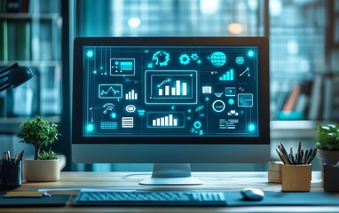 Data analytics displayed on desktop screen