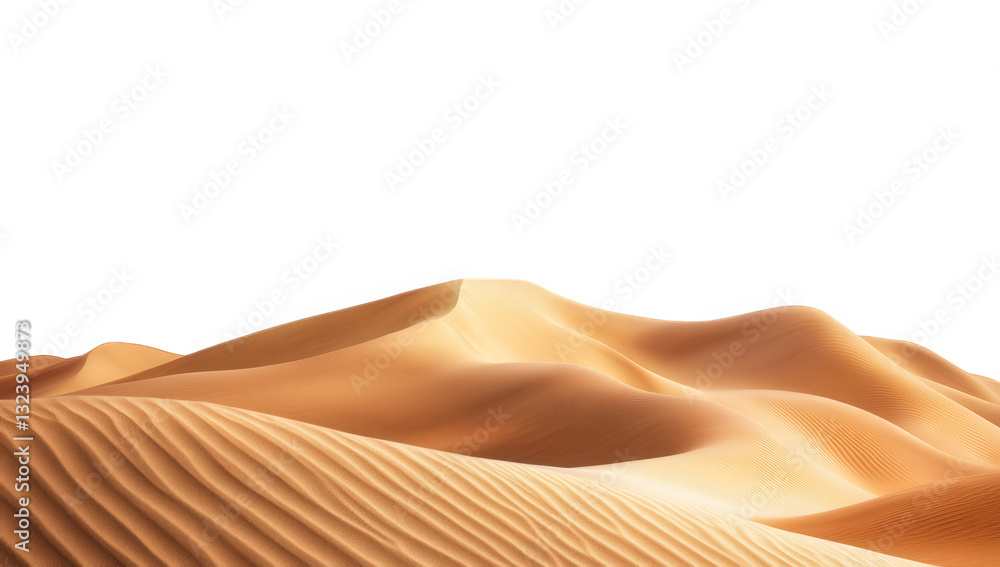 Poster a serene landscape of sand dunes showcasing smooth undulating curves and soft textures set against a