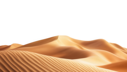 a serene landscape of sand dunes showcasing smooth undulating curves and soft textures set against a minimalistic white background evoking a sense of tranquility and vastness