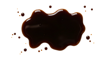 Soy Sauce Spill Isolated on Transparent Background