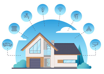 Fototapeta premium Modern Smart Home with Service Icons
