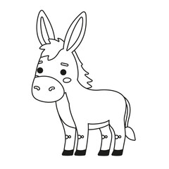 Cute cartoon donkey coloring page