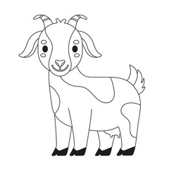Cute cartoon goat coloring page