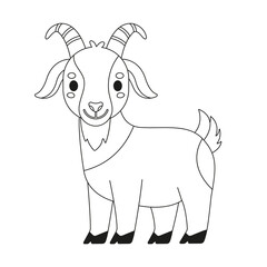 Cute cartoon goat coloring page