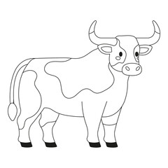 Cute cartoon bull coloring page