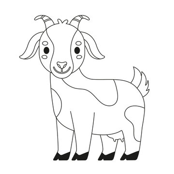 recommend clip art: Cute cartoon goat coloring page