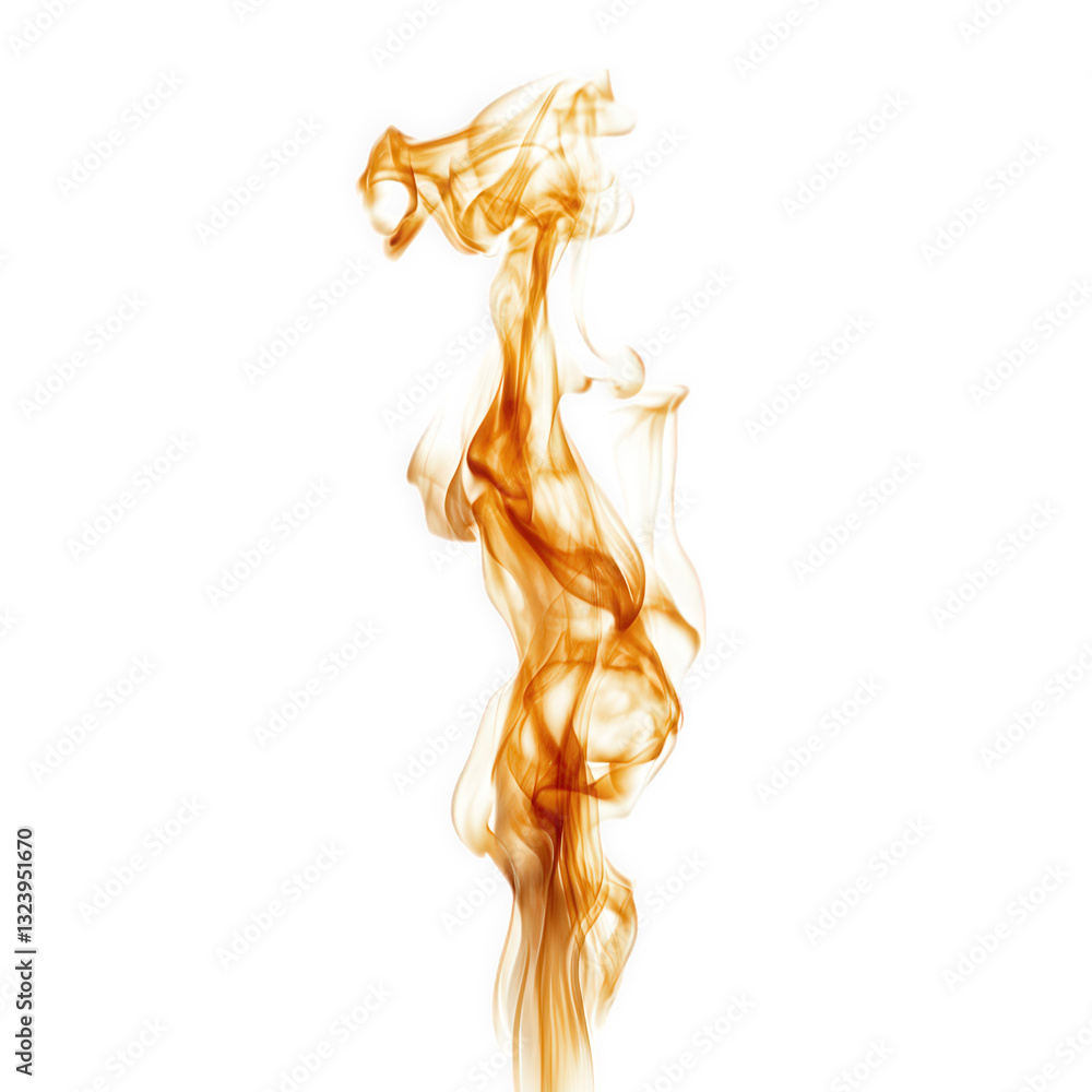Poster swirling translucent smoke in warm tones against a white background creating an ethereal and artisti