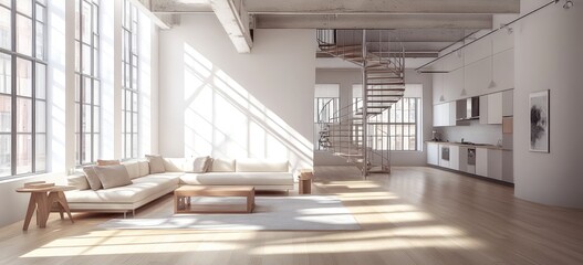 Bright, airy loft space with natural light