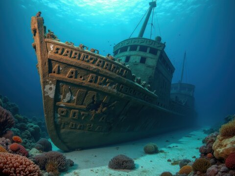 Letras fenicias talladas en un naufragio erosionado, que descansa bajo el oc&eacute;ano, el coral y la vida marina recuperan lentamente la historia
