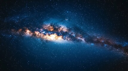 Obraz premium Stunning Milky Way Galaxy Photo: Explore the Universe, Stars, Space, and Night Sky in High-Resolution Detail.
