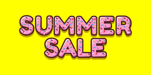 Donut typography font effect  illustration with background yellow