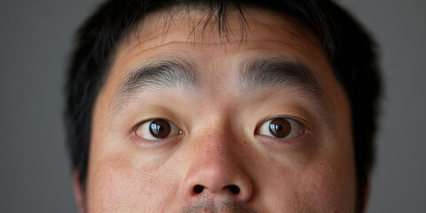 Obraz premium Close-up View of Man's Face Showing Eyes, Nose, and Forehead