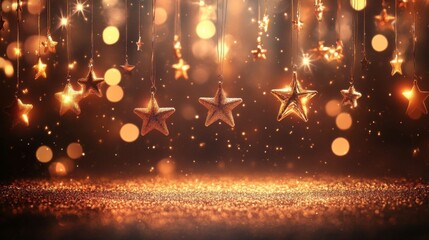 Obraz premium Sparkling Golden Stars Background