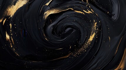 Dark elegant background with gold accents creating a luxurious modern abstract swirl