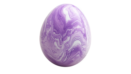 a beautifully marbled purple egg sits on a white background showcasing intricate swirls of color that create an artistic and decorative appearance it represents creativity and artistic expression