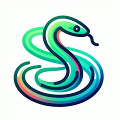 Fototapeta premium Gradient Line Art Snake: Stylized Illustration Gradient Line Style 