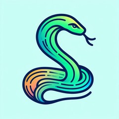 Naklejka premium Gradient Line Art Snake: Stylized Illustration Gradient Line Style 
