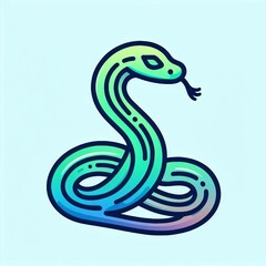 Naklejka premium Gradient Line Art Snake: Stylized Illustration Gradient Line Style 