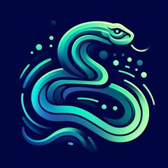 Obraz premium Gradient Line Art Snake: Stylized Illustration Gradient Line Style 