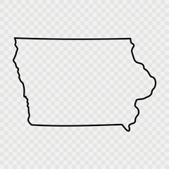 Iowa Map Black, State Border, United States, US America, Transparent Isolated, Variations. High detailed vector map - Iowa. Vector icon