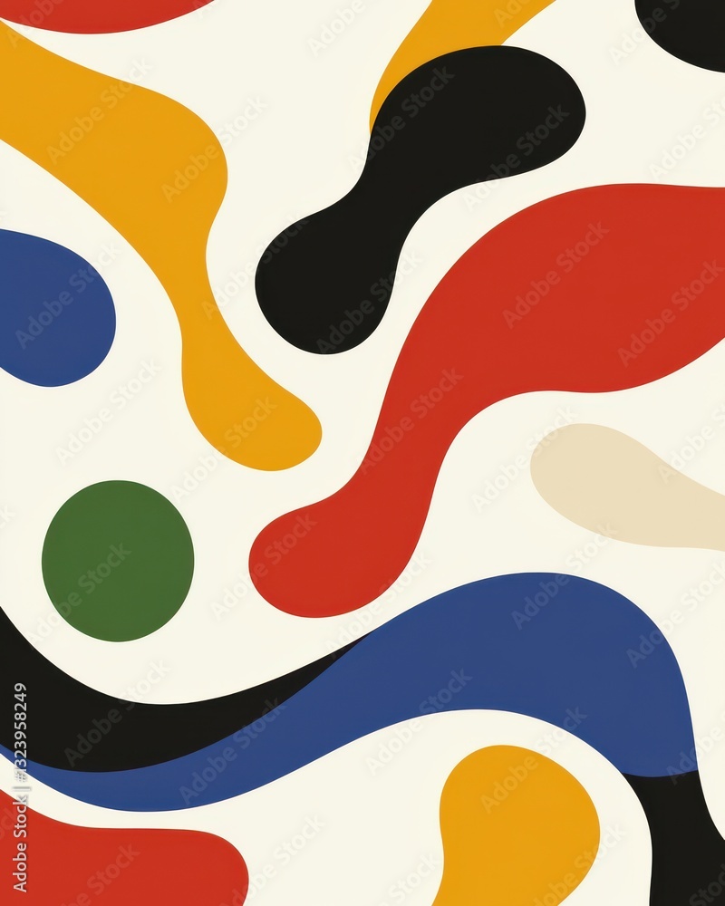 Poster abstract colorful shapes with smooth curves and organic forms on light background